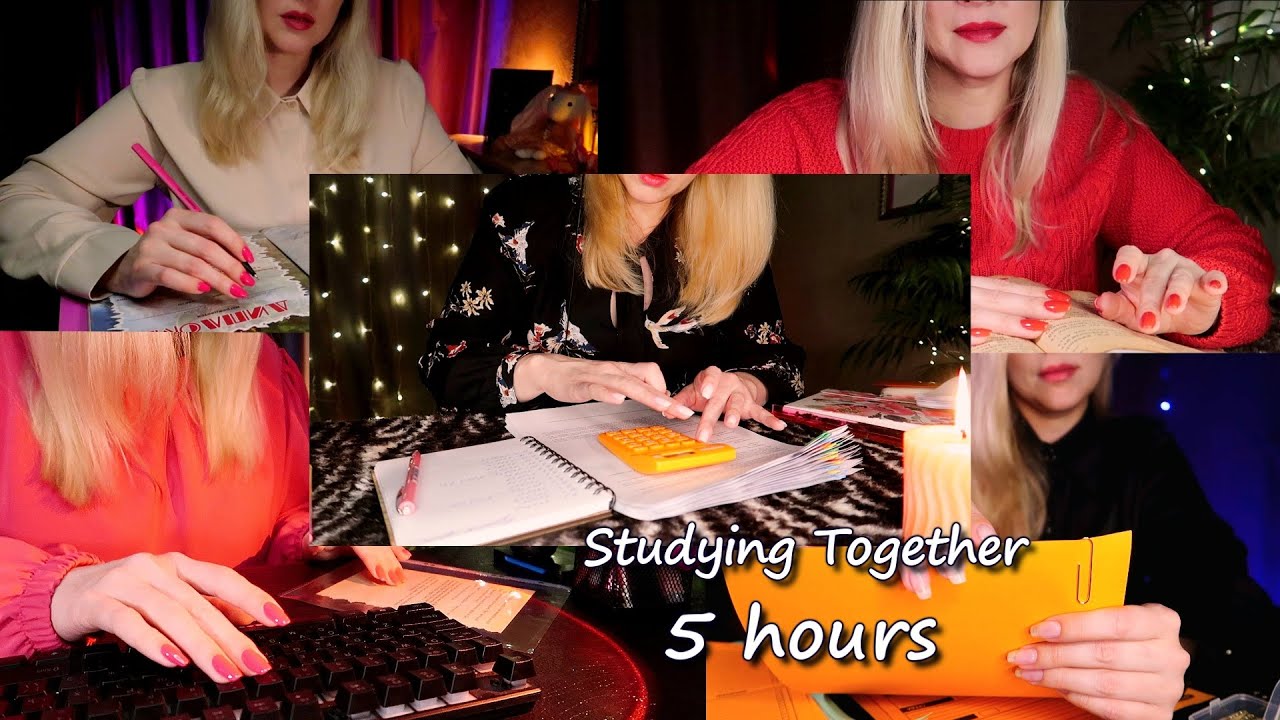 ASMR Study & Work With Me 📓 Collection / 5 HOURS  😴 Unintelligible Whisper