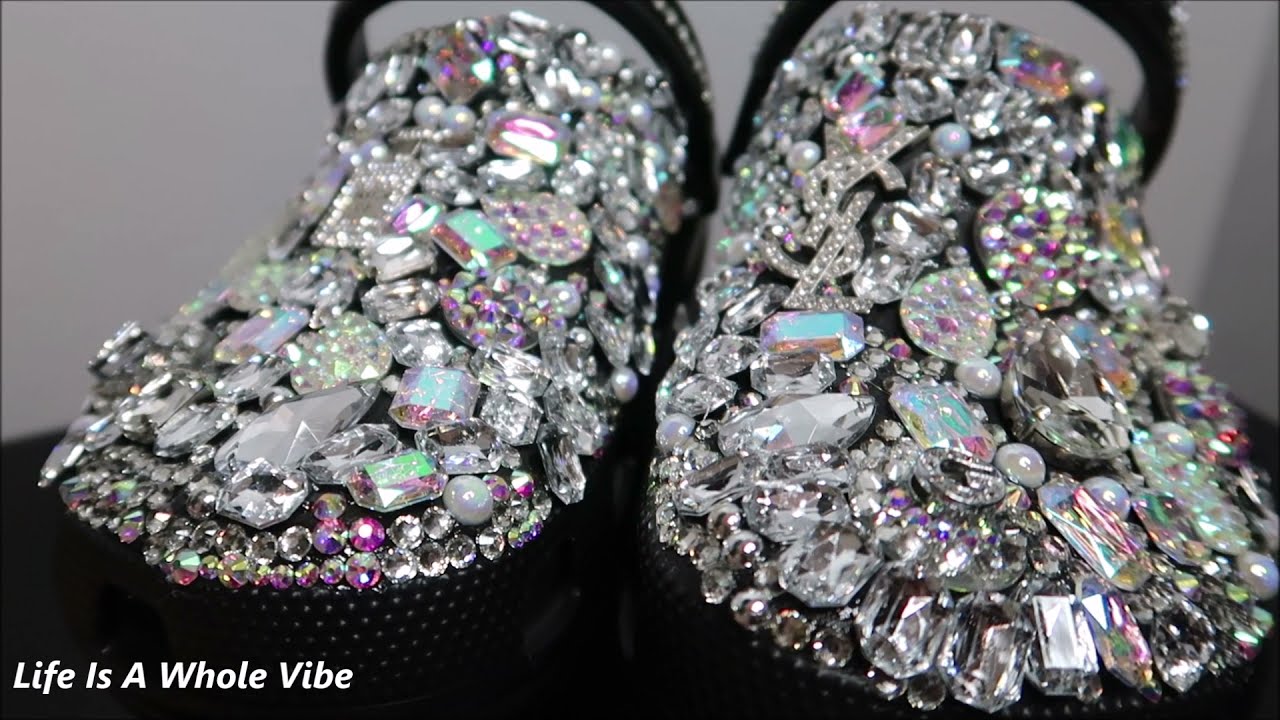 DIY CROCS- EXTREME DIAMOND GEM BLING - SUMMER VACATION GLAM CROCS- HOW TO ADD RHINESTONES TO CROCS