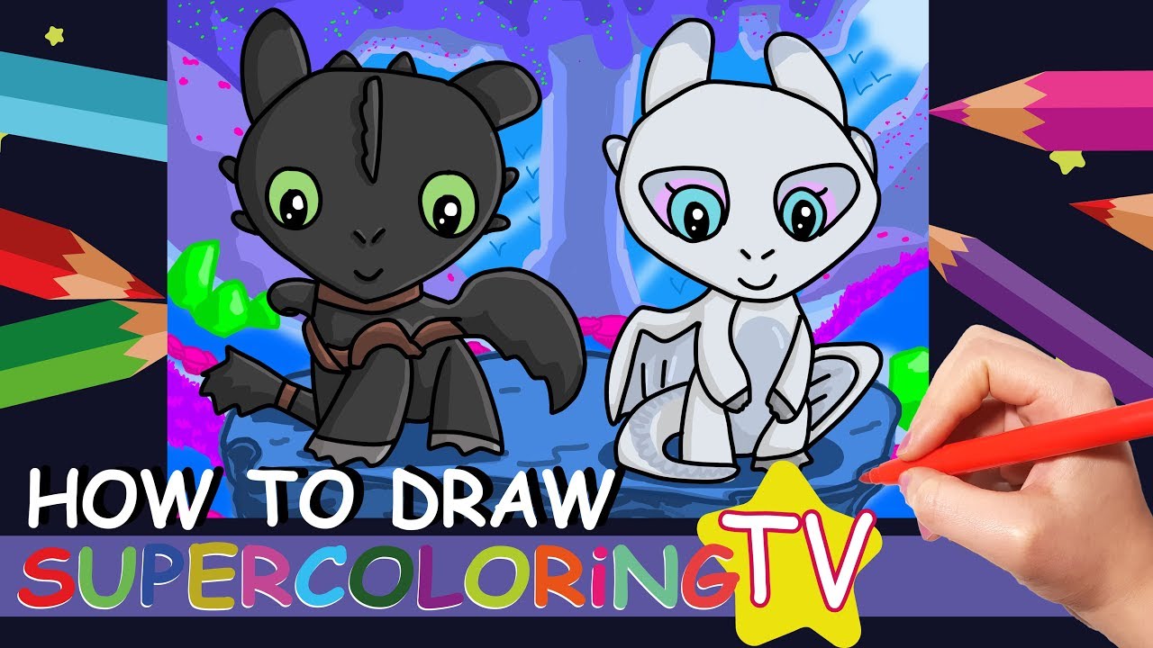 Toothless | Light Fury | How to Train Your Dragon | How to Draw for Kids | Dragon Coloring Pages