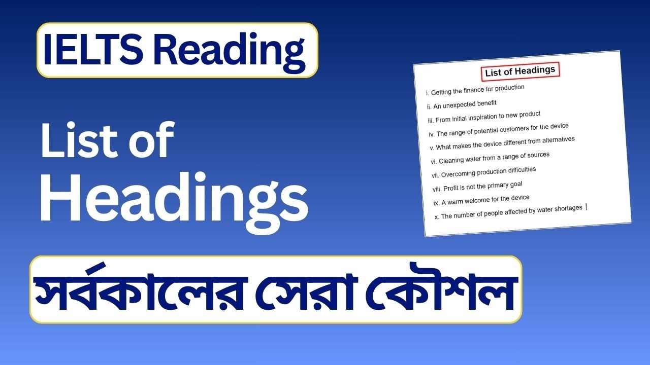 IELTS Reading List of Headings Made Easy || সর্বকালের সেরা কৌশল