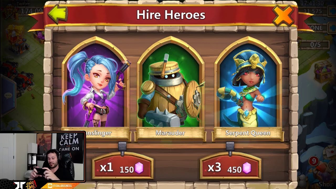 JT's Free 2 Play Rolling 10,000 Gems Hero Collector Castle Clash