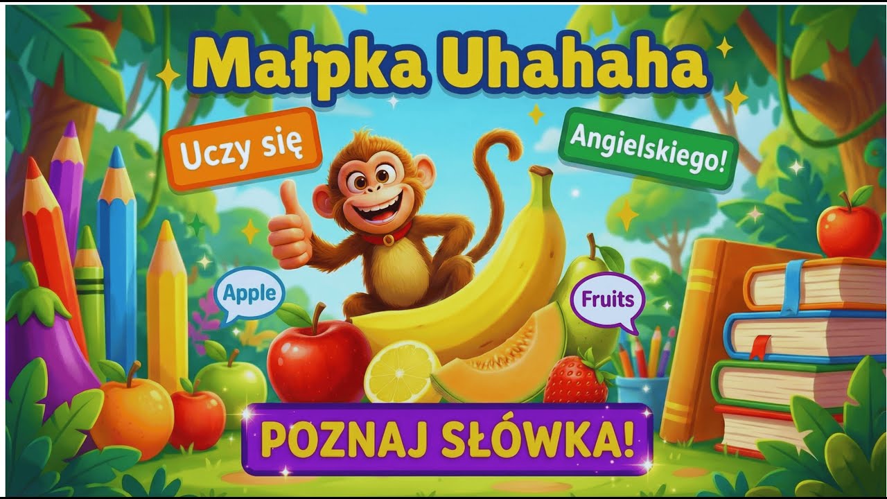 Małpka UHAHAHA – Owoce Po Angielsku (PL/EN) | Piosenka Edukacyjna #Języczkowo