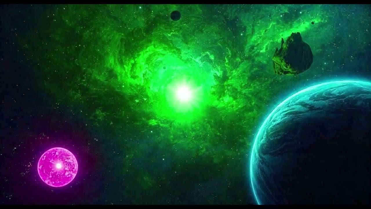 Neon planets wallpaper 4K