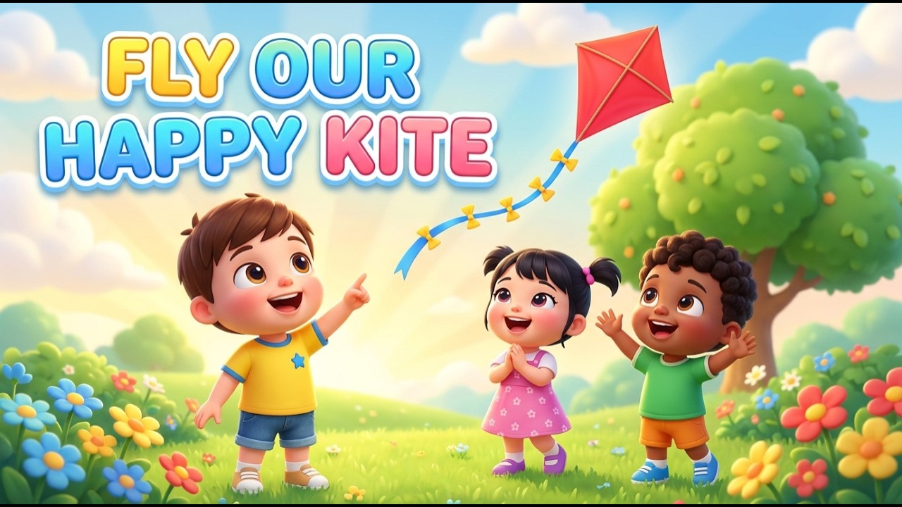 Fly Our Happy Kite | Fun Kids Song About Flying a Kite | Nursery Rhymes & Cartoon for Children