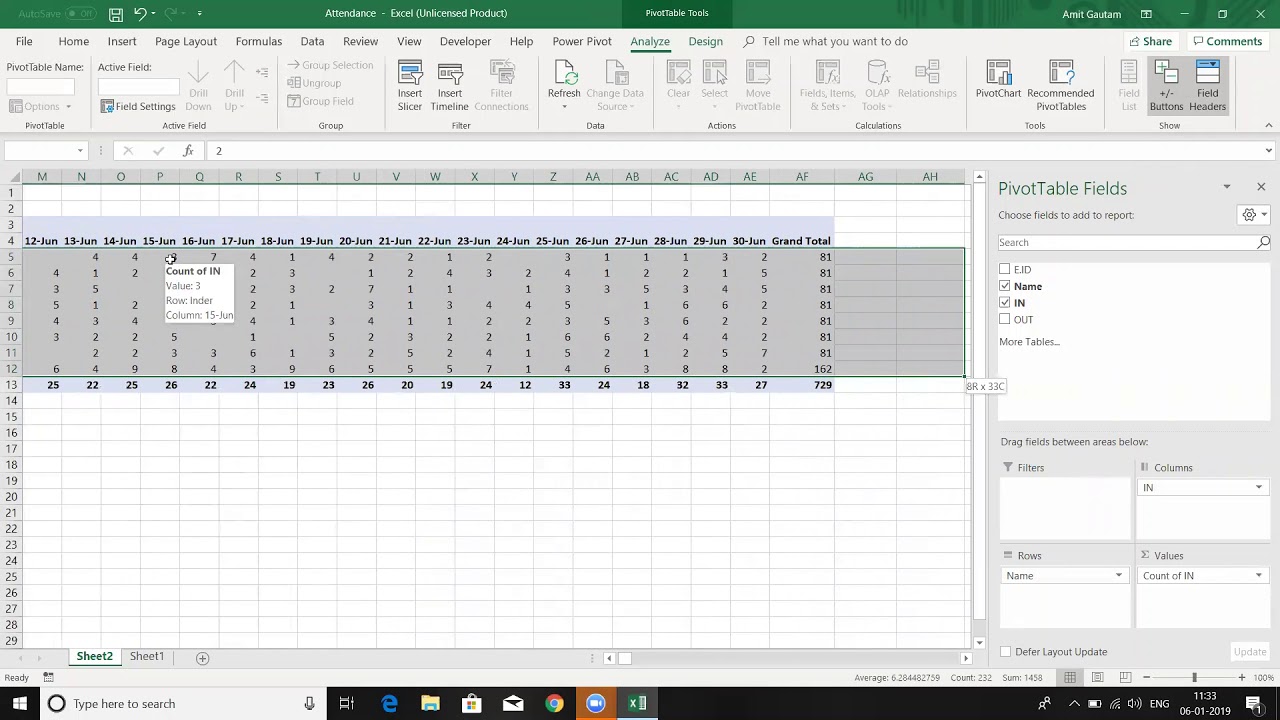 How to Make Attendance in Excel with Pivot Table