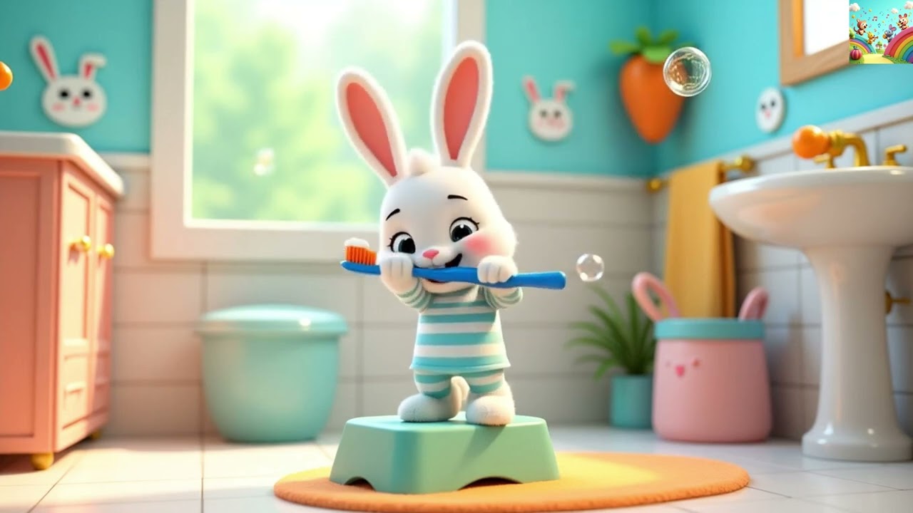 Zähneputzen mit dem kleinen Hasen! 🐰✨ | Fröhliches Kinderlied