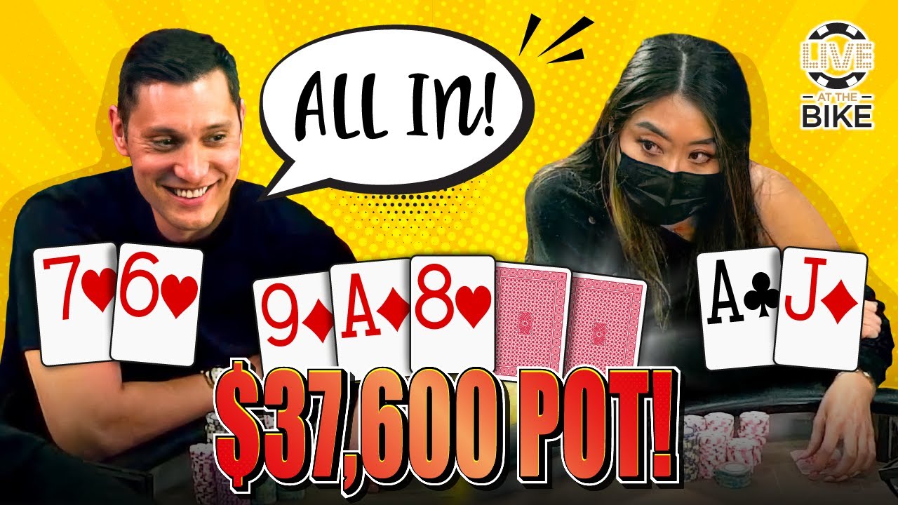 Aggressive Poker Player Confuses Maria Ho! ♠ Live at the Bike!