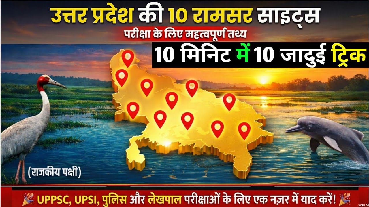 UP की 10 Ramsar Sites | Uttar Pradesh Wetlands GK | UP Police, Lekhpal, UPPSC