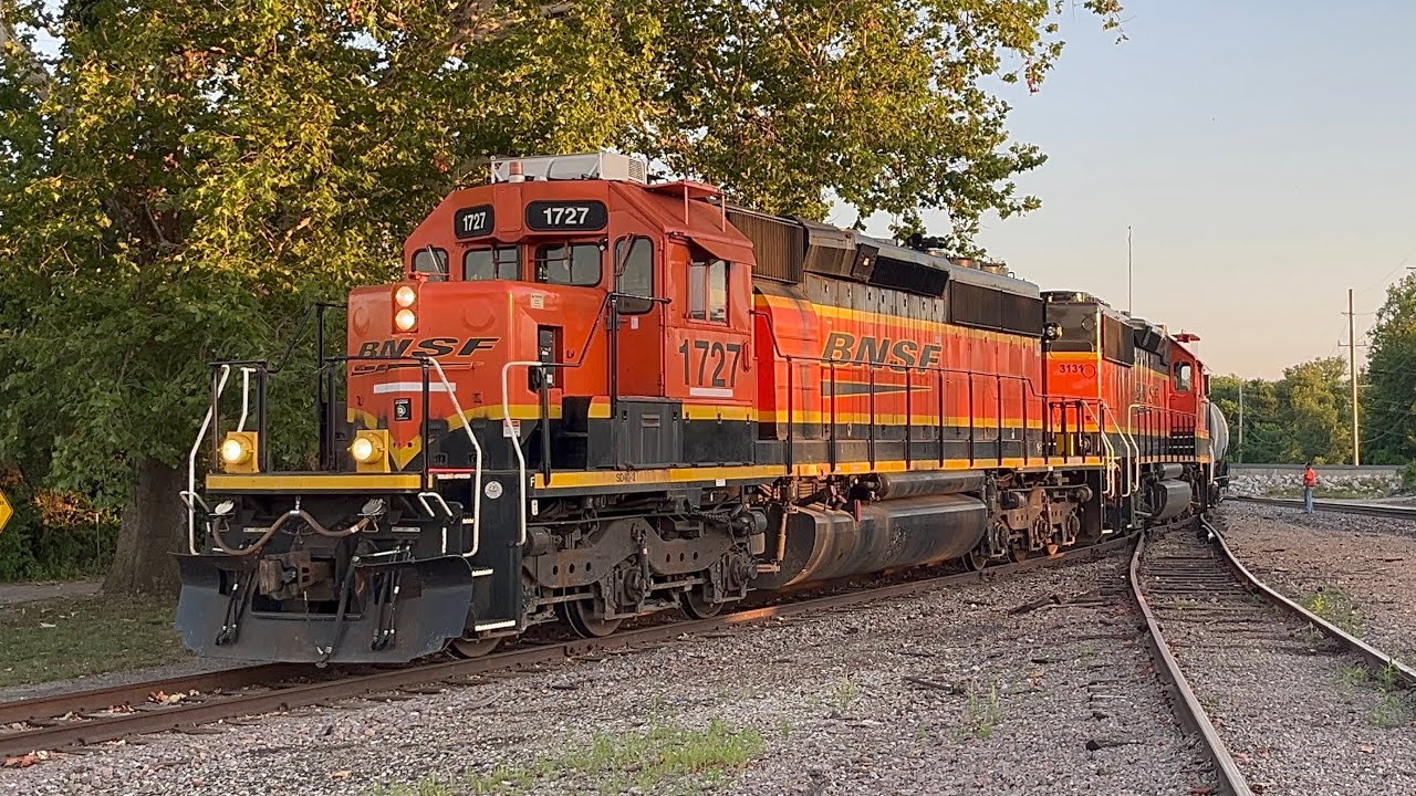 BNSF Local Industry switching oil tank cars on the warn down spur in Valley Park, MO at Golden Hour!