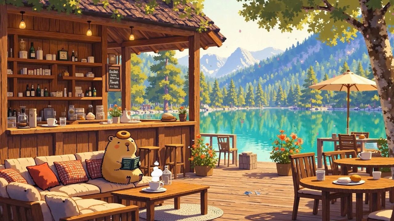 Calm Lakeside Lofi Chill ☕ Warm Coffee Shop Mood 🌿 Lofi Deep Focus to study/work/relax