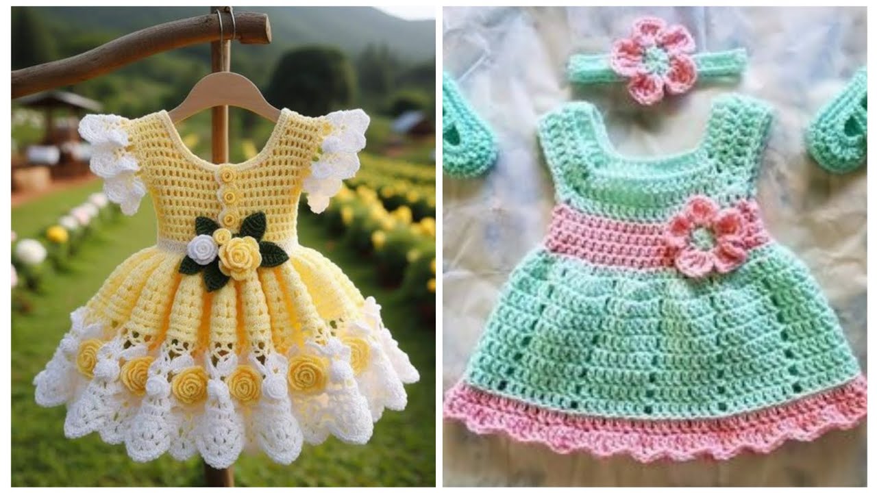 Latest beautiful crochet kid's frock 