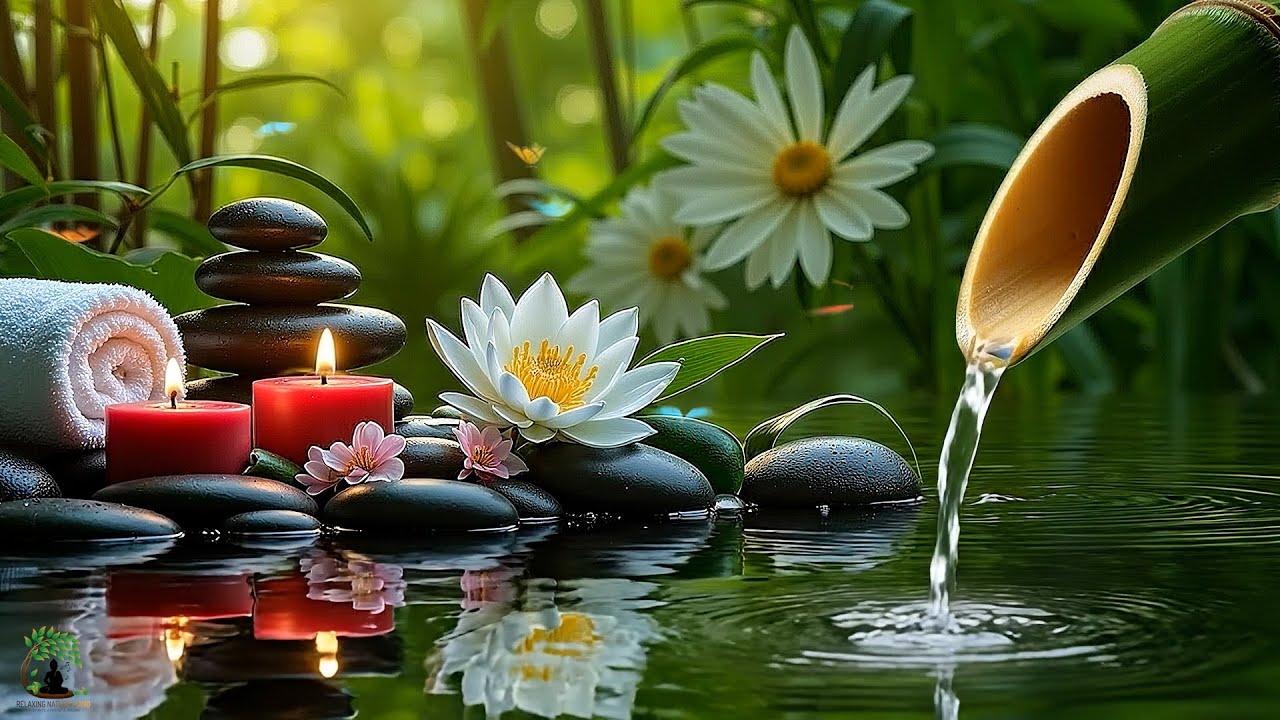 Relaxing Sleep Music with Bamboo Water Sound🌿Deep Sleep, Meditation, Calm Anxiety, Spa Ambience,Yoga