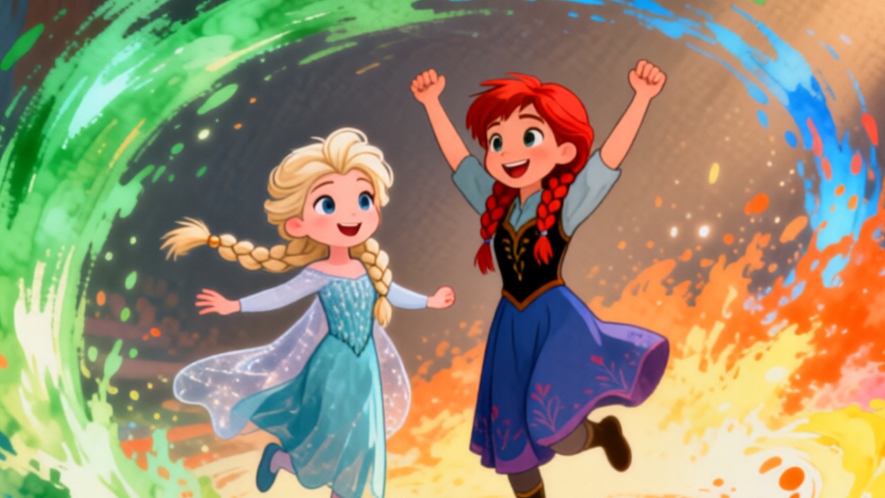 Learn Colors with Elsa & Anna 💚🔵🟥