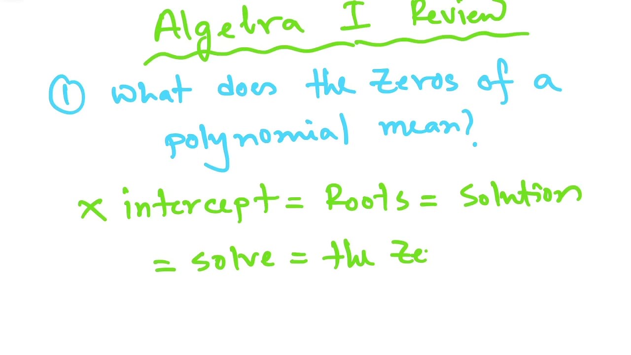 Algebra I Final Exam Review Part 1
