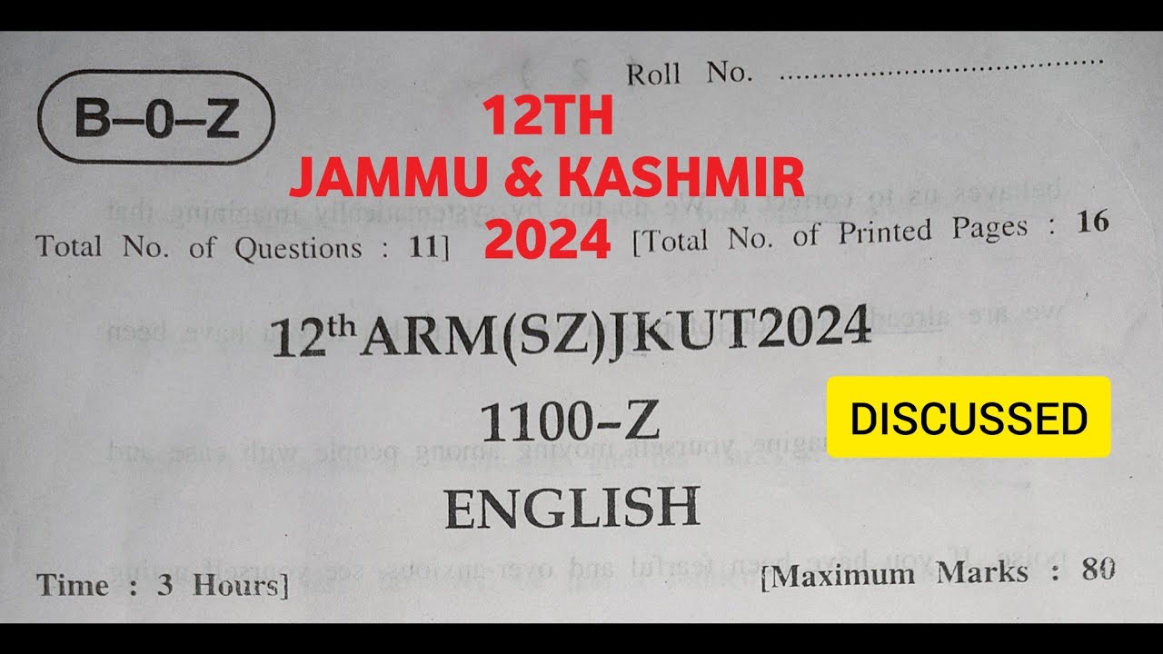 jkbose todays 12th english paper 2024 😱| solved | jkbose 12th english paper 2024