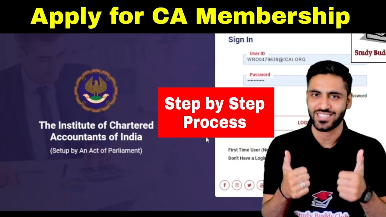 How to Apply for CA Membership Online membership of icai online number through ssp cop file 102 form