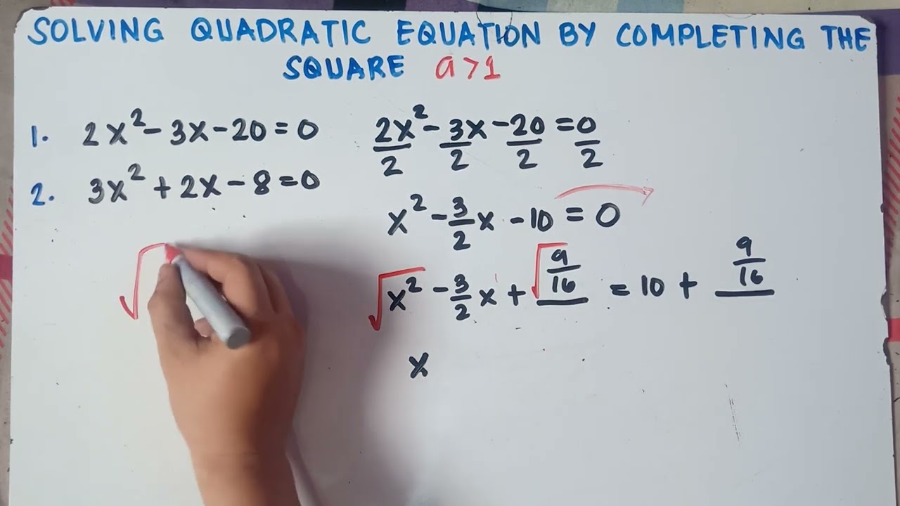 Solving Quadratic Equations by Completing the Square | a  is greater than 1 | Explain in Detailed |