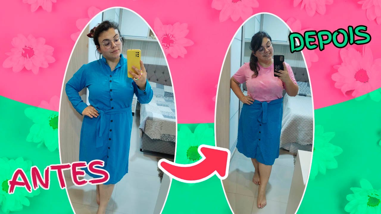 Como transformar vestido jeans em saia super linda!
