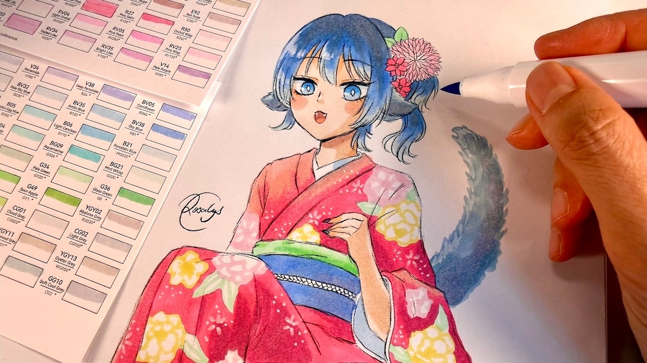 Tsumiki Ogami 🎨 Quel papier pour feutres à alcool Ohuhu ? Mes tests imprimante laser ! Fan-art manga