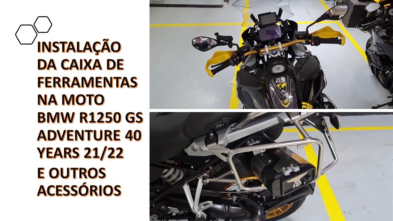 Instala&ccedil;&atilde;o da Caixa de ferramentas na Moto BMW R1250 GS Adventure 40 Years 21/22 e 7 acess&oacute;rios