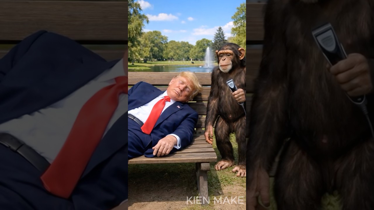 Donald Trump shares food with a monkey.#trump#funny#trending#shorts