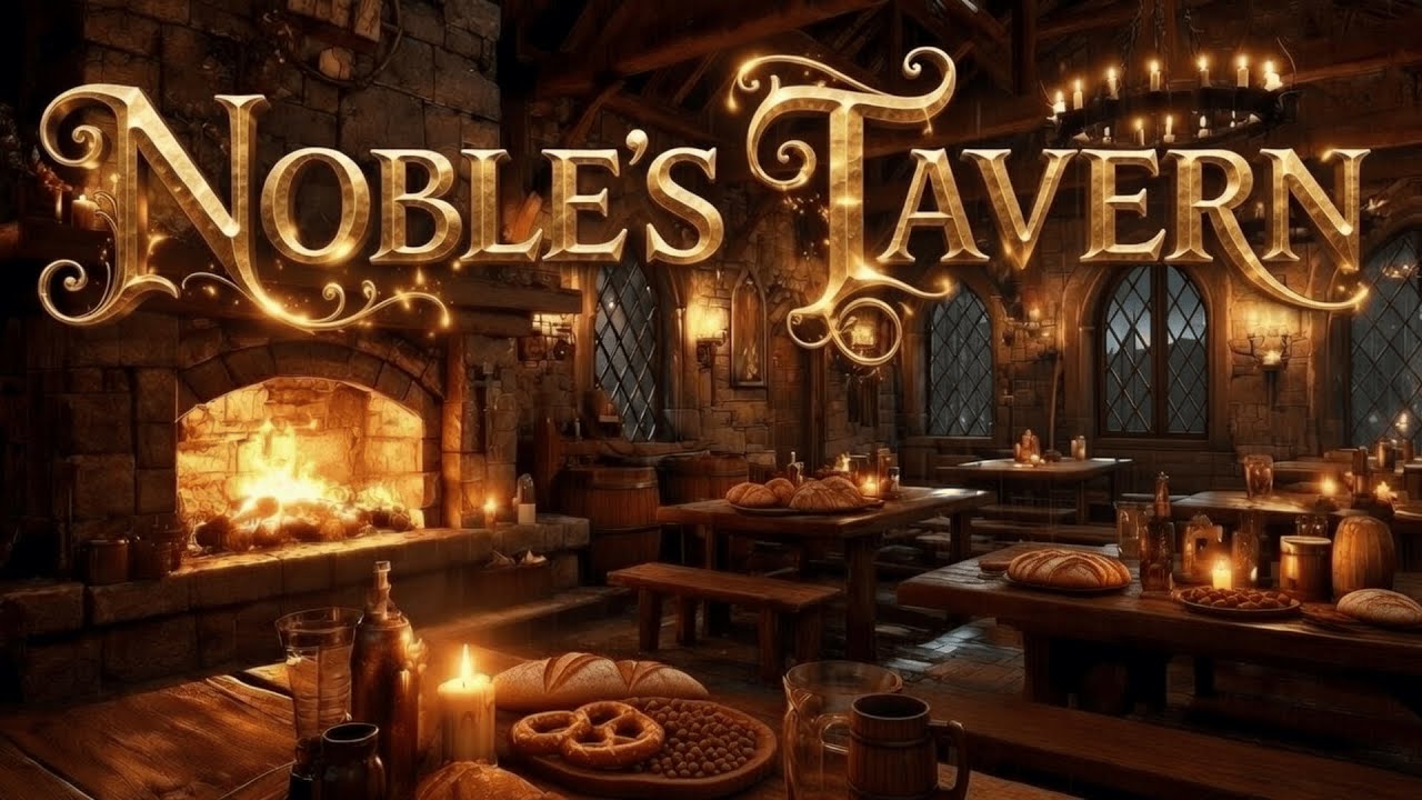 Noble’s Tavern | Cozy Fire & Music Ambience | Medieval Fantasy Relaxation & Study