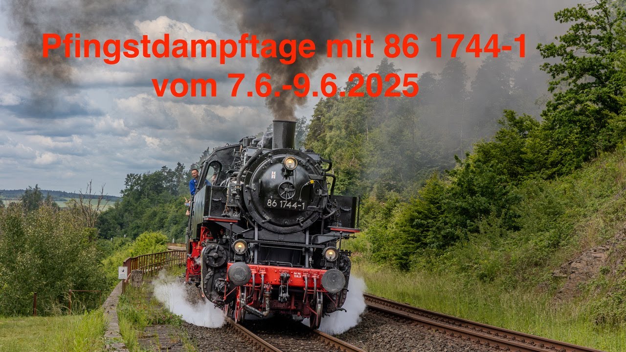 Pfingstdampftage 2025  mit Dampflok 86 744 auf der Schiefen Ebene