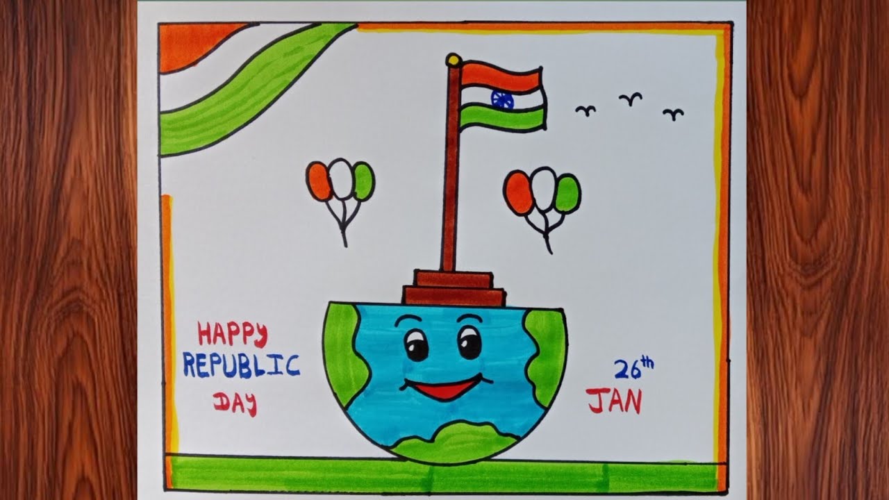 Republic Day Drawing Easy / Republic Day Poster Drawing / Happy Republic Day Drawing / 26 January 