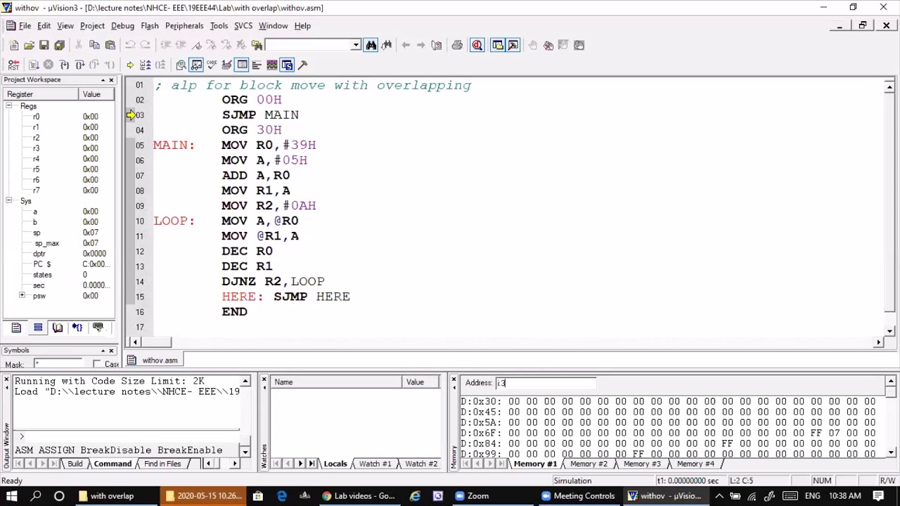 Moving a block of bytes of data, Sorting the bytes and Finding the largest value