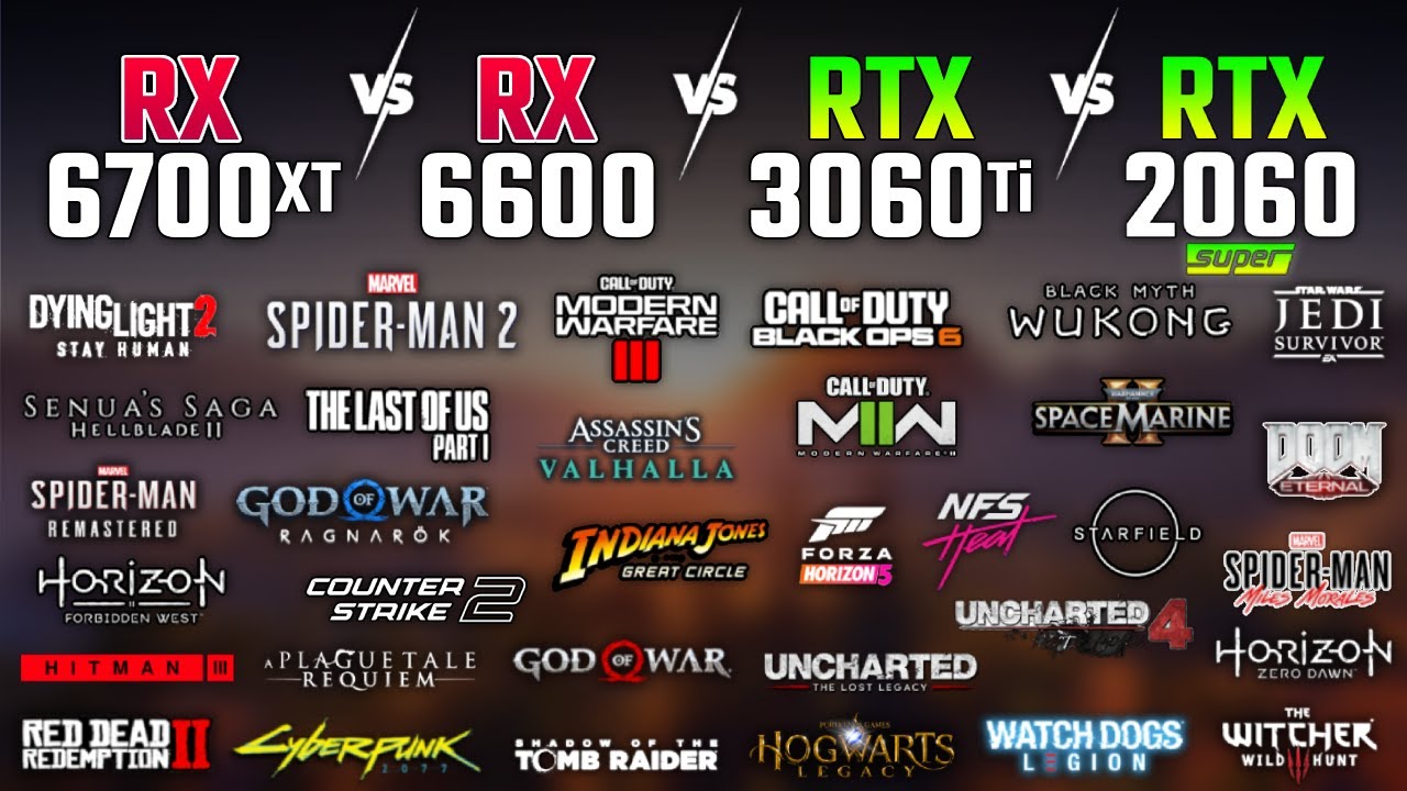 RX 6700 XT против RX 6600 против RTX 3060 Ti против RTX 2060 SUPER в 2025 году | Тест в 33 играх ...
