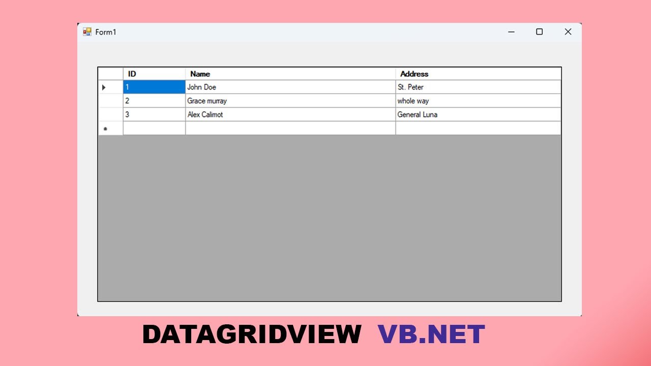 Visual Basic.NET Tutorial - How To Use DataGridView (Adding rows)