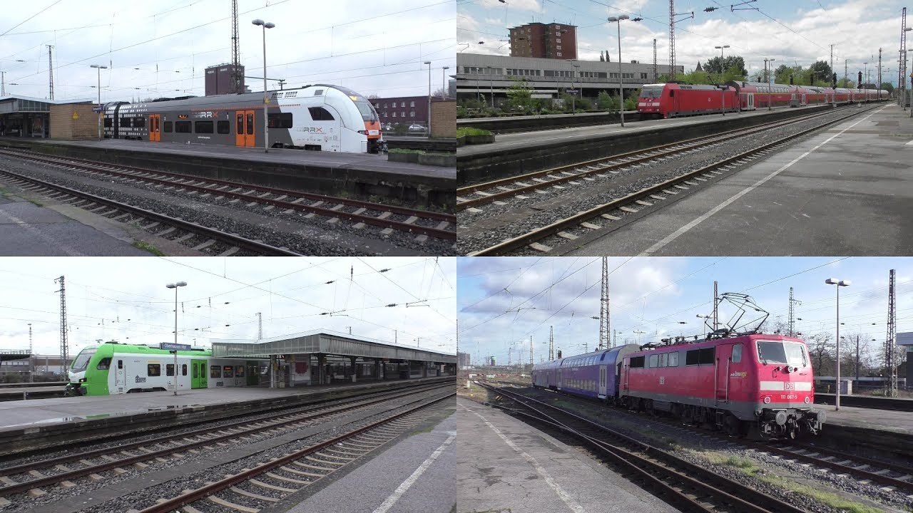 Bahnverkehr in Oberhausen Hbf mit RE44 Ersatzzug, Br 146.3, Desiro HC, FLIRT 3XL, Güterzug, ICE, uvm