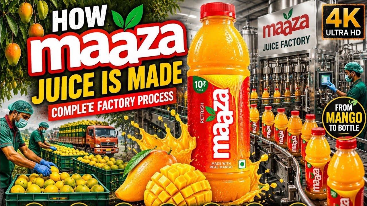 How Mango Juice Is Made | Complete Mango Juice Factory Process in 4K | From Farm to Bottle