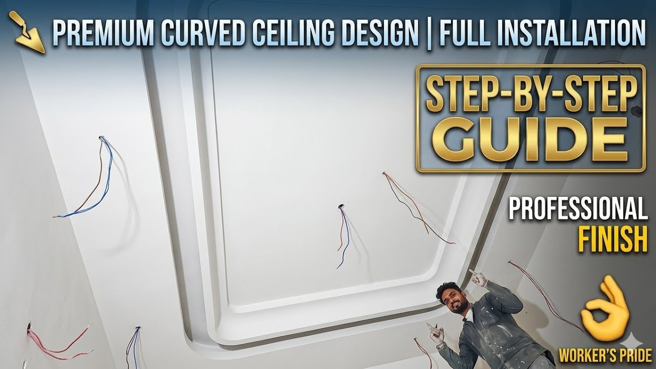 Haw To install Best Gypsum Ceiling Design Curved Canvas parttrn watch the video ☝️