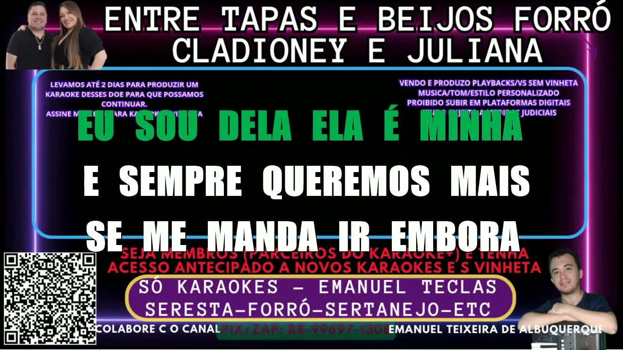 🎤 KARAOKÊ ENTRE TAPAS E BEIJOS | FORRÓ | VERSÃO CLAUDIONEY E JULIANA