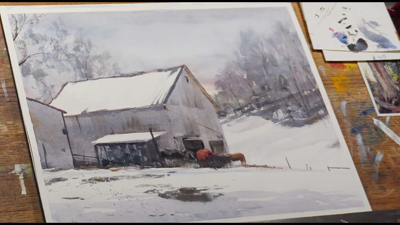 Horses in the Snow, Natrona Heights, PA Watercolor Demo