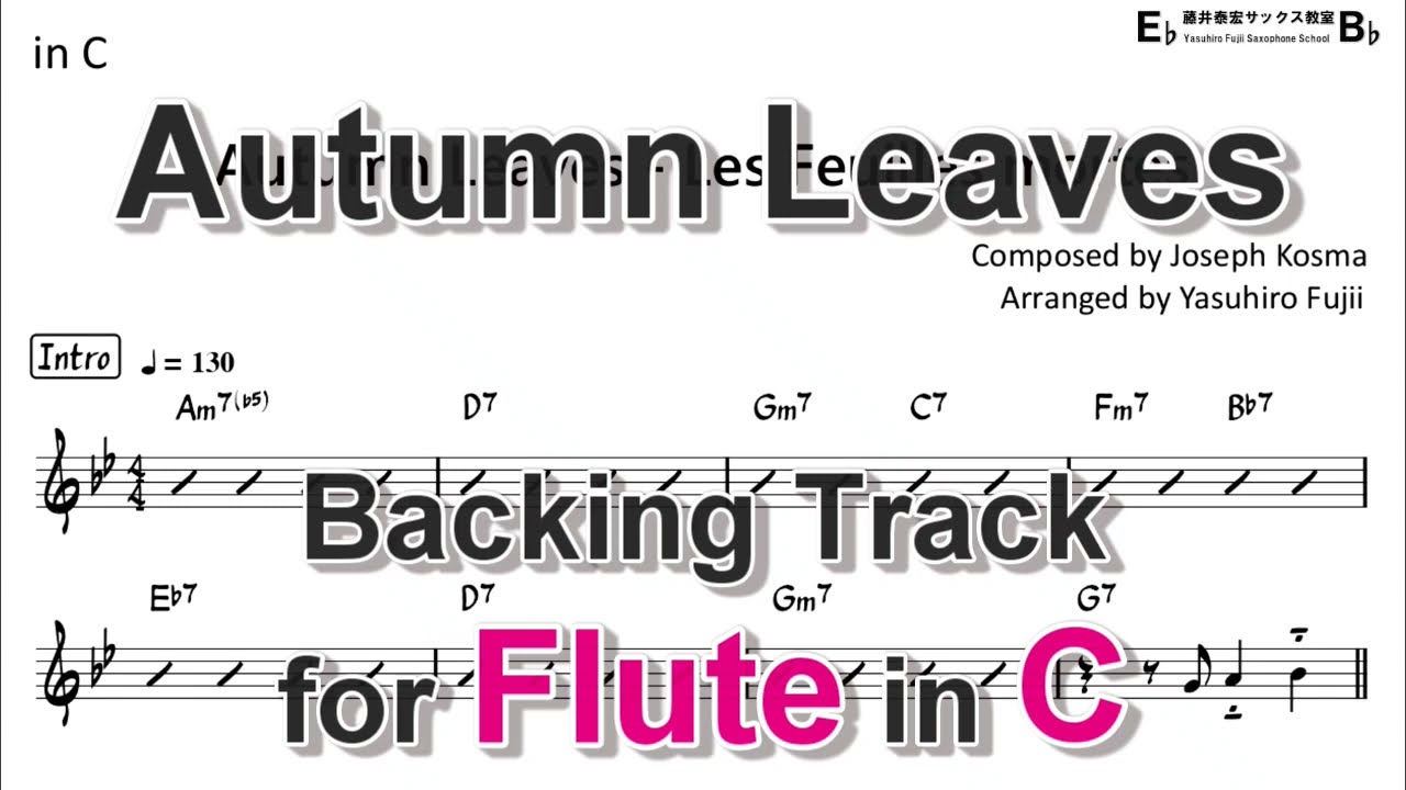 Autumn Leaves (Les Feuilles mortes) - Backing Track with Sheet Music for Flute in C