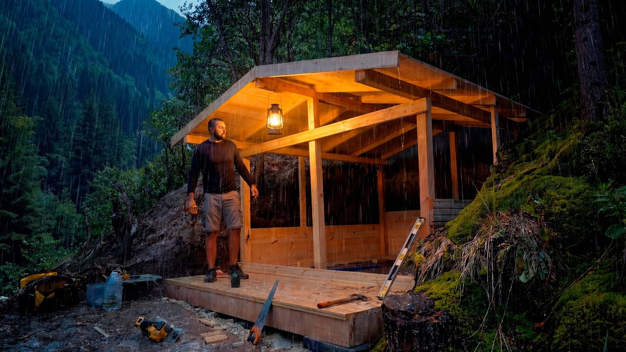 Primitive Wooden Cabin Build in a Beautiful Wilderness | Episode 1