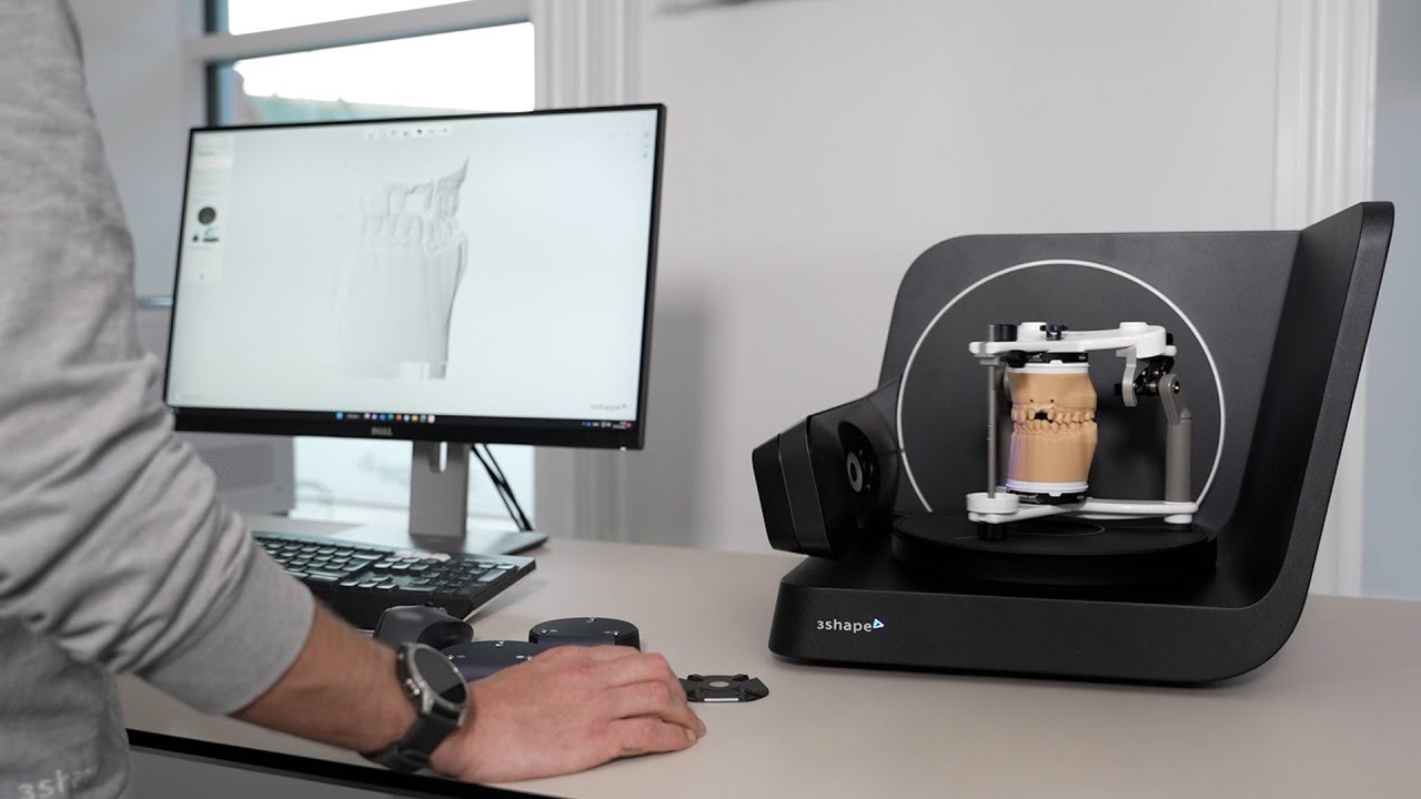 Scan your articulator in a upright position with 3Shape F8