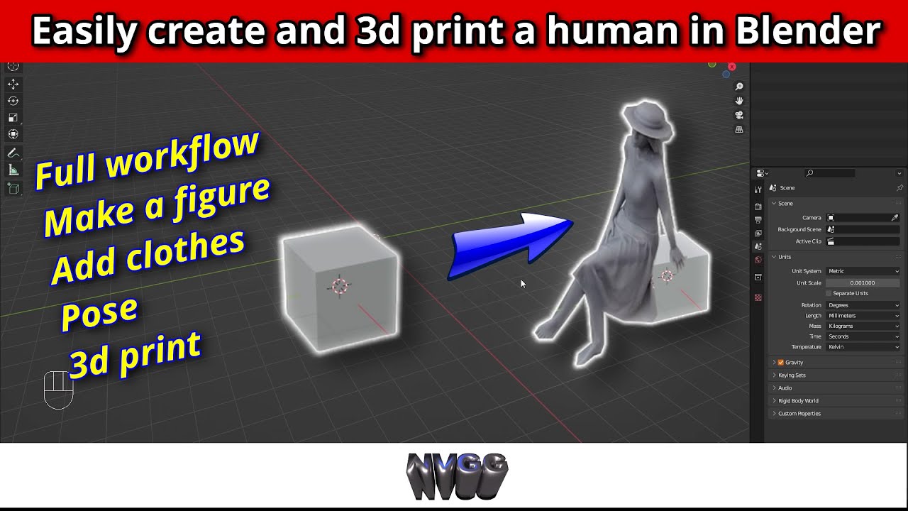 Make and 3d print a human model in Blender.  Full workflow.