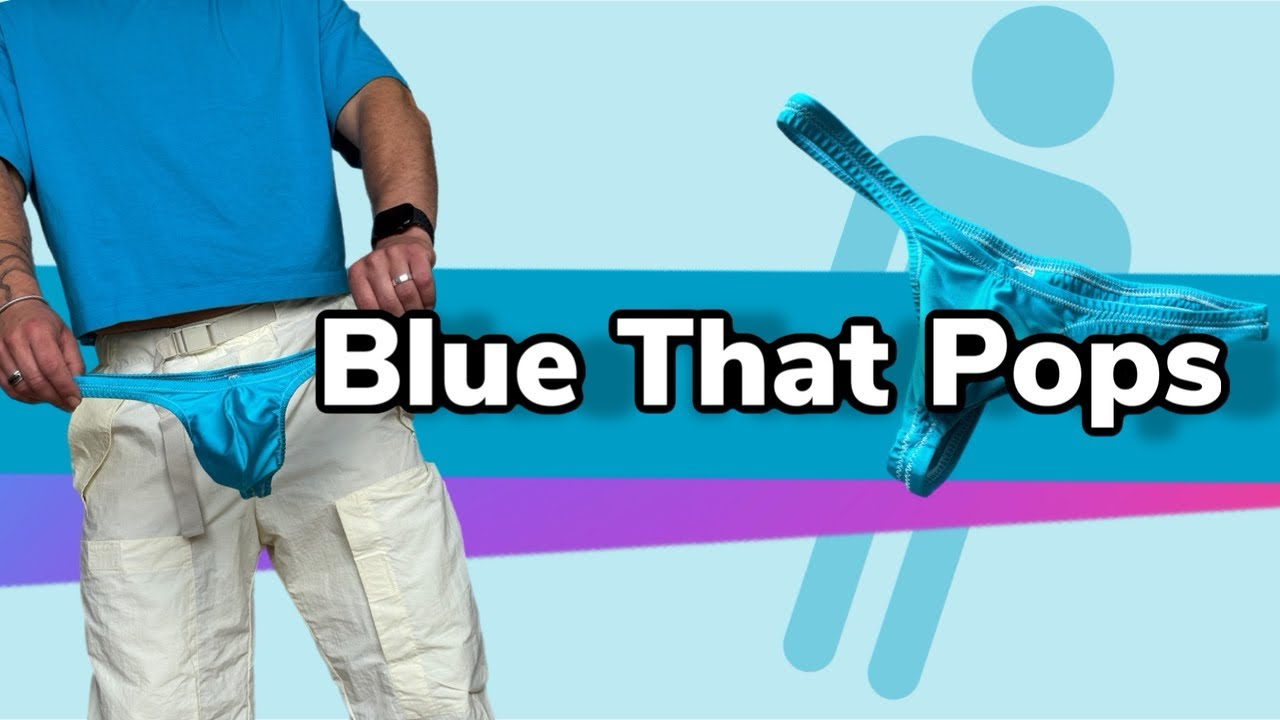 Blue Spandex Thong for Men | Shiny, Sleek, Perfect Fit!