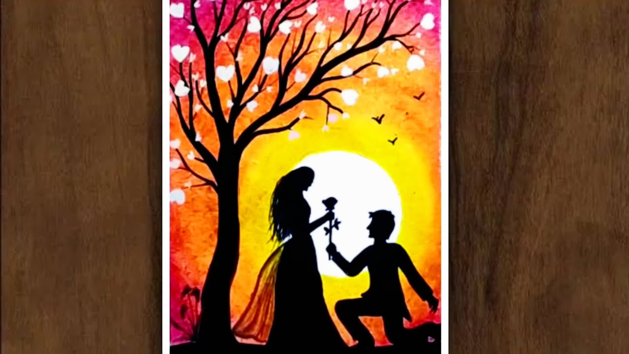 Propose day special lovely couple drawing | oil pastel drawing easy 