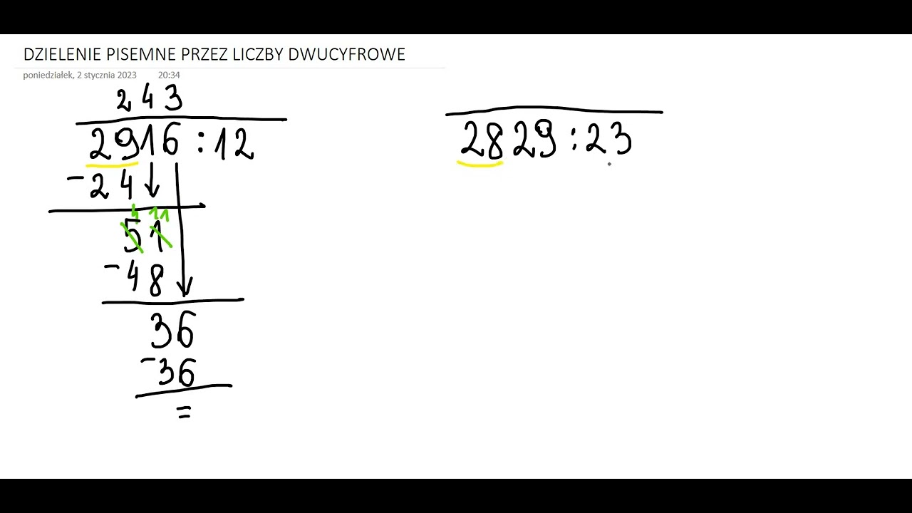 Dzielenie pisemne przez liczby dwucyfrowe