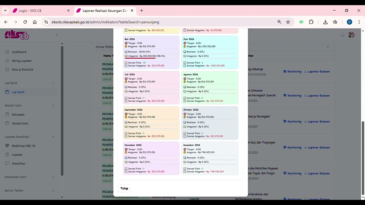 Tutorial mengisi laporan bulanan di menu LAP RESIK dalam aplikasi SIKS-CB
