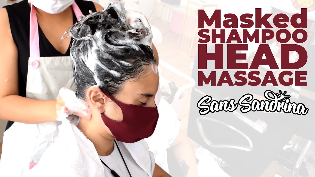 Masked Relaxing SHAMPOO, HEAD MASSAGE AND RINSE - ASMR With Scratchy Sounds and Neck Massage
