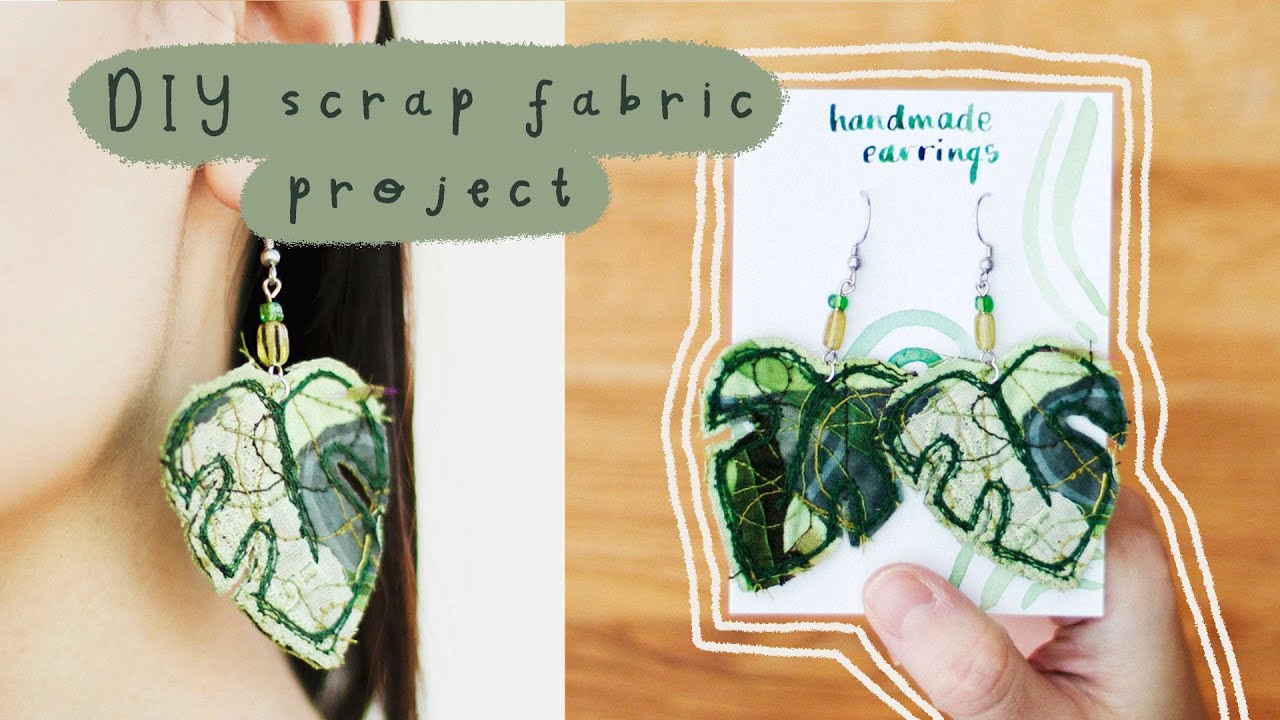 how to make jewellery from scrap fabric - textile art tutorial, scrap fabric projects, DIY