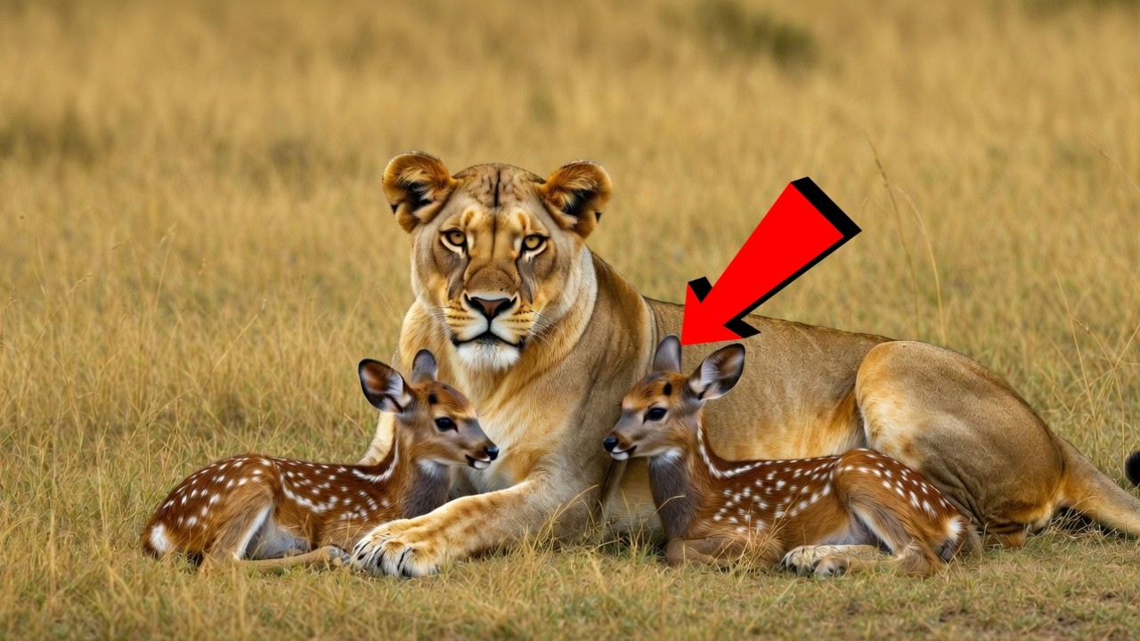 Löwin adoptiert zwei Kitze nach dem Tod der Mutter – was Tage später geschah, schockierte alle