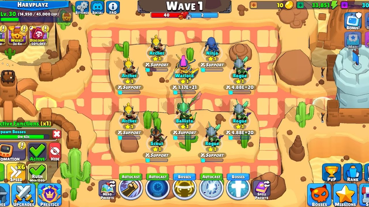 IdleHeroTD rank 50 XP Team