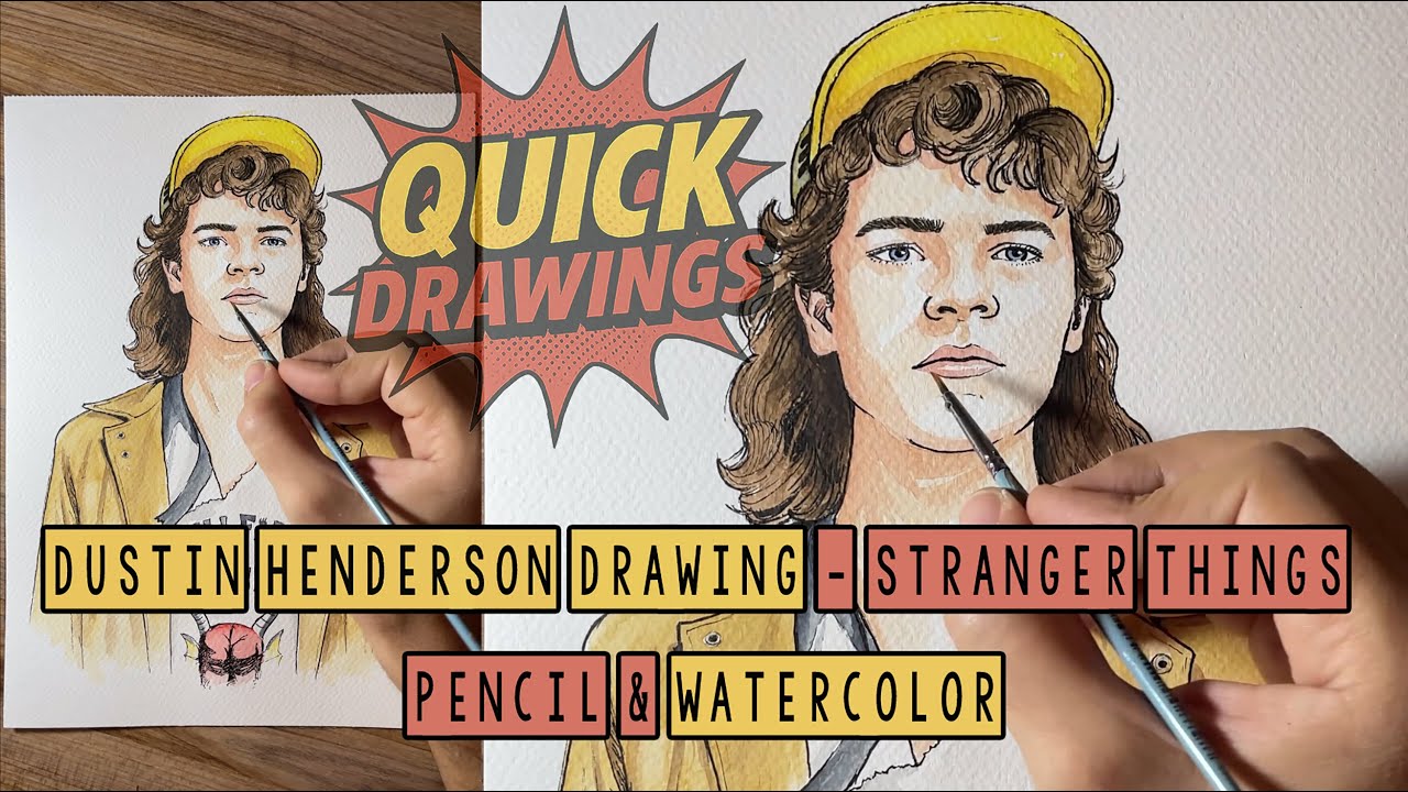 Dustin Henderson Drawing - Stranger Things | Pencil & Watercolor