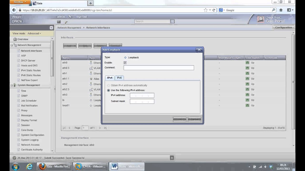 Check Point GAiA Web Portal Overview Part 1 - Configure VLANS and Network Settings